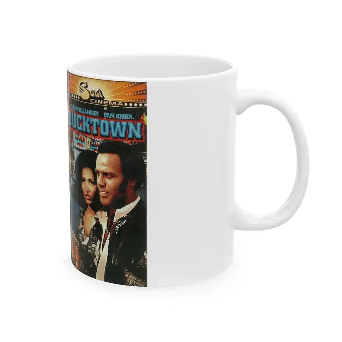 BUCK TOWN FRED WILLIAMSON PAM GRIER (VHS COVER) - White Coffee Mug - Go Mug Yourself