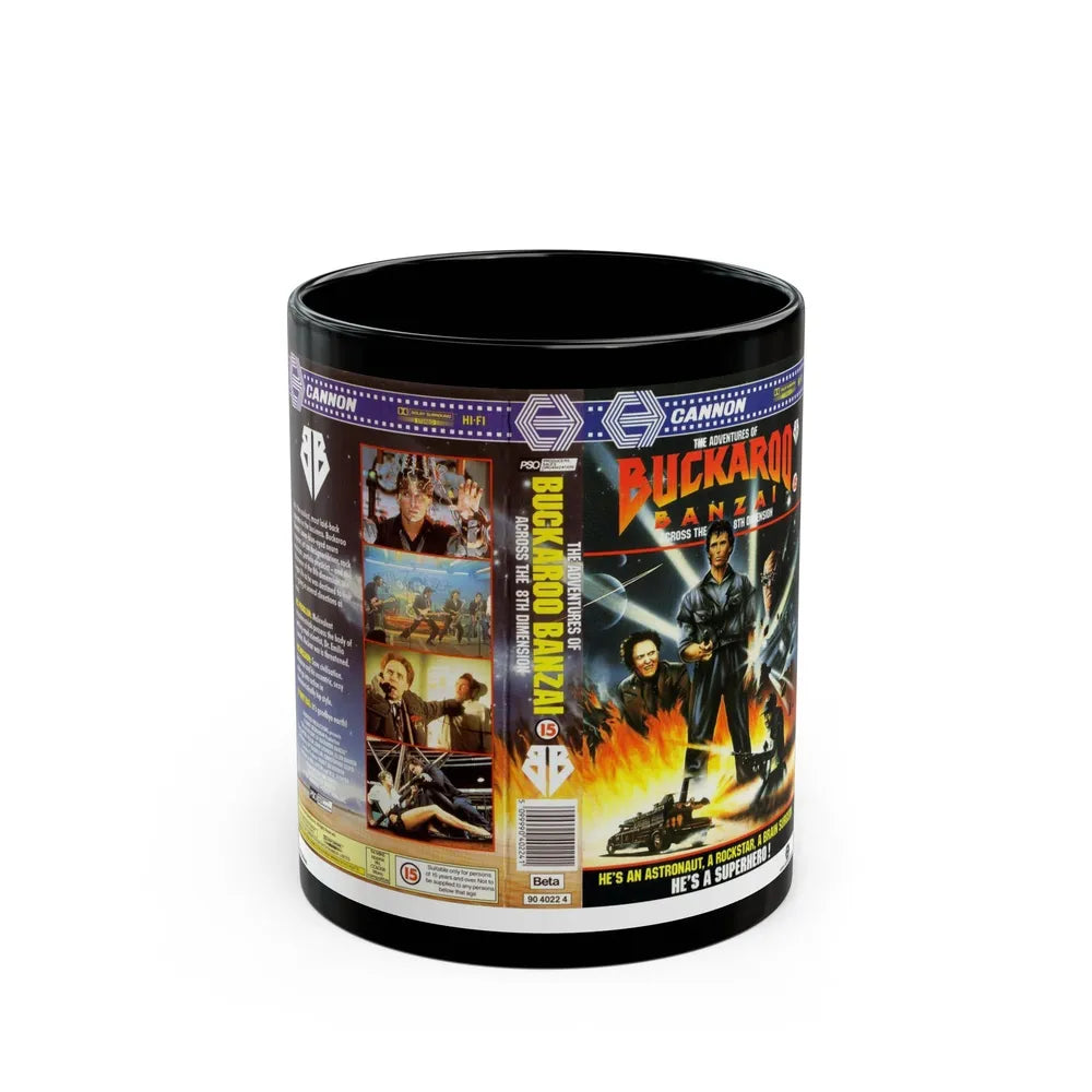 BUCKAROO BANZAI ACROSS THE 8TH DIMENSION (VHS COVER) - Black Coffee Mug-11oz-Go Mug Yourself