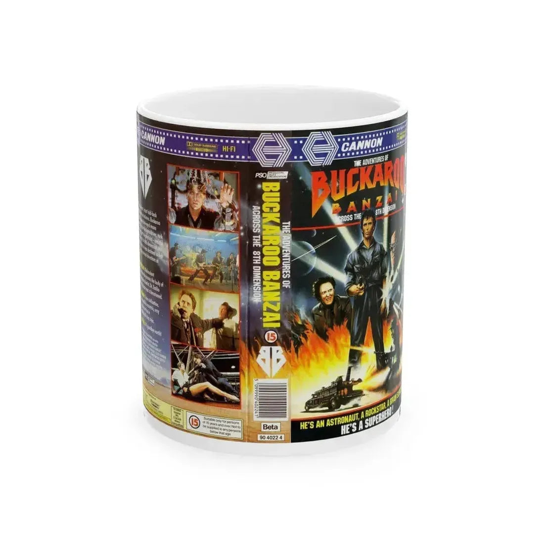 BUCKAROO BANZAI ACROSS THE 8TH DIMENSION (VHS COVER) - White Coffee Mug 11oz - Go Mug Yourself