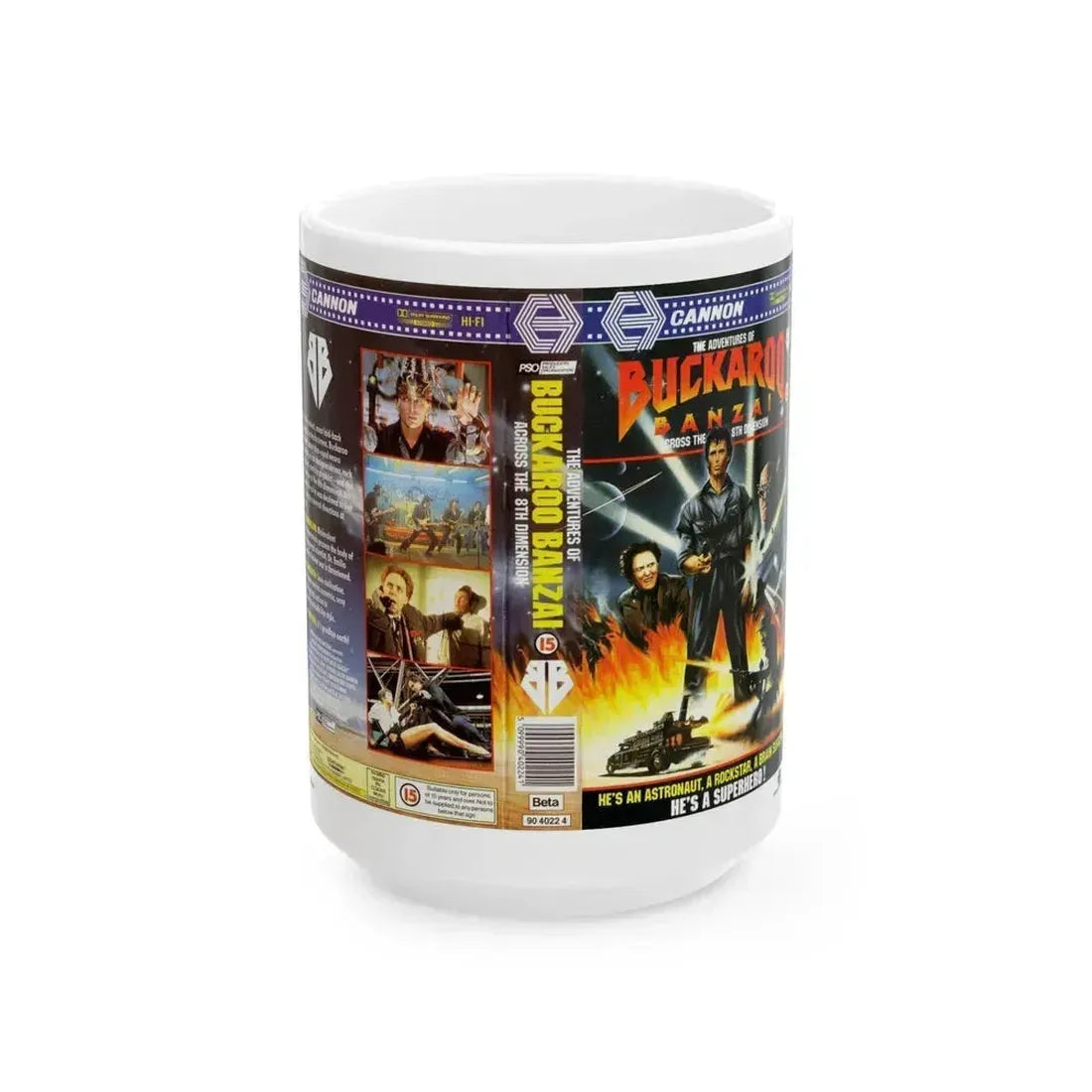 BUCKAROO BANZAI ACROSS THE 8TH DIMENSION (VHS COVER) - White Coffee Mug 15oz - Go Mug Yourself