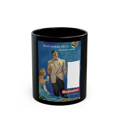 Budweiser ad, 1950 - Black Coffee Mug 11oz - Go Mug Yourself