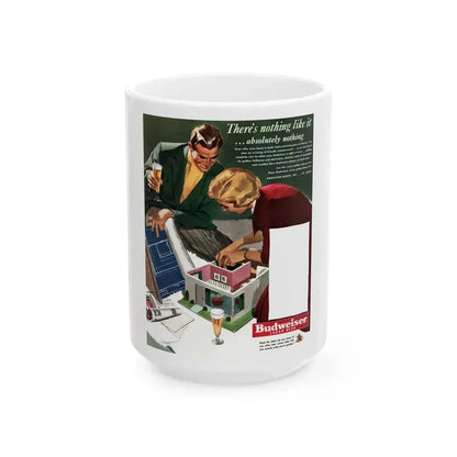 Budweiser ad, Collier's, January 21, 1950 - White Coffee Mug 15oz - Go Mug Yourself