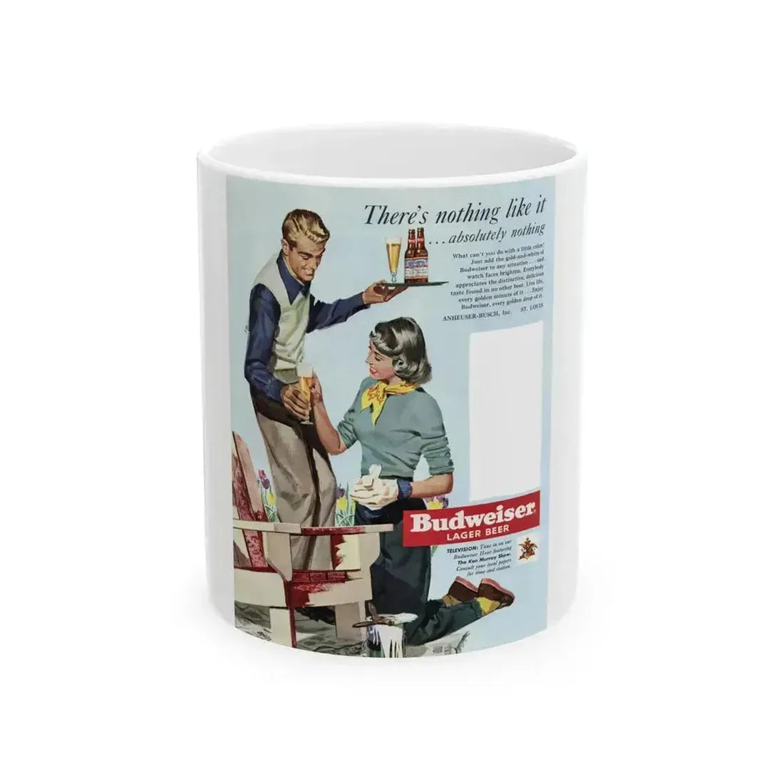 Budweiser ad, Collier's, May 13, 1950 - White Coffee Mug 11oz - Go Mug Yourself