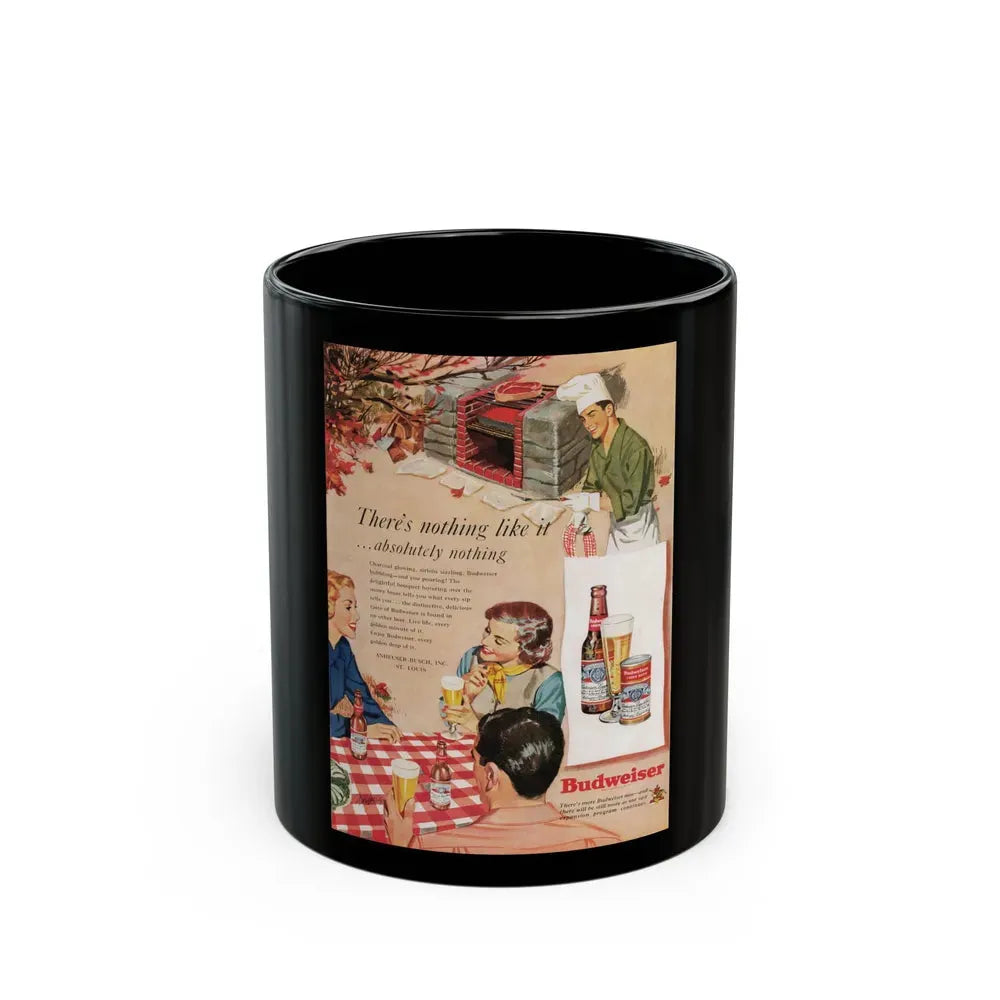 Budweiser ad, Cosmopolitan, October 1950 - Black Coffee Mug 11oz - Go Mug Yourself