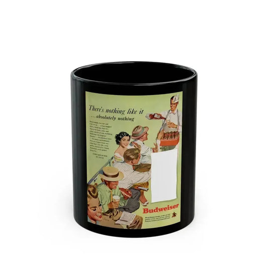 Budweiser ad, The American Magazine, April 1949 - Black Coffee Mug 11oz - Go Mug Yourself