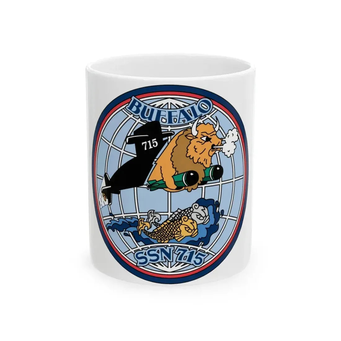 Buffalo SSN 715 (U.S. Navy) White Coffee Mug 11oz - Go Mug Yourself
