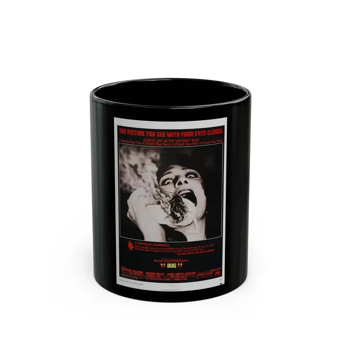 BUG 1975 Movie Poster - Black Coffee Mug 11oz - Go Mug Yourself