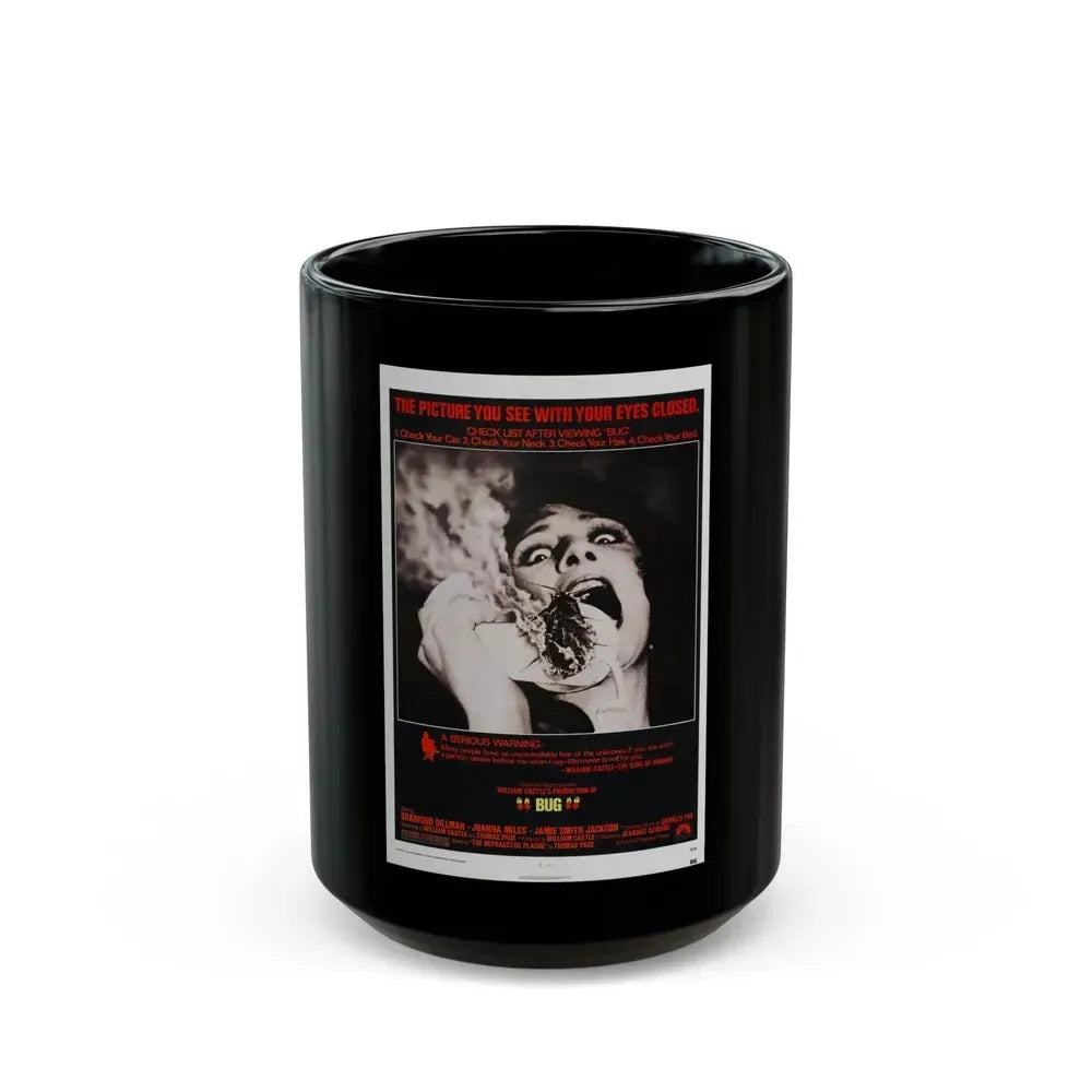 BUG 1975 Movie Poster - Black Coffee Mug 15oz - Go Mug Yourself