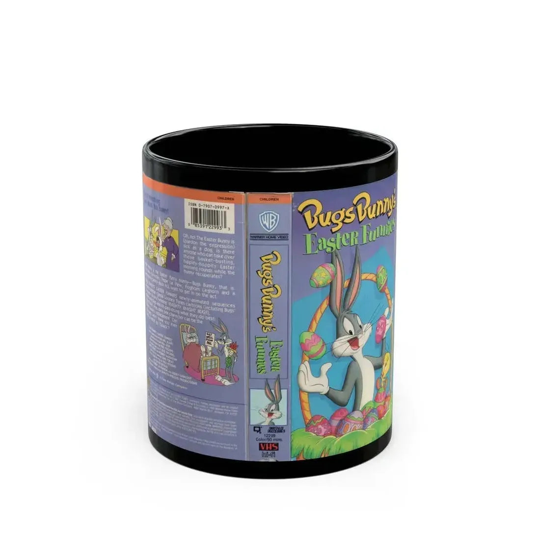 BUGS BUNNY EASTER FUNNIES (VHS COVER) - Black Coffee Mug 11oz - Go Mug Yourself