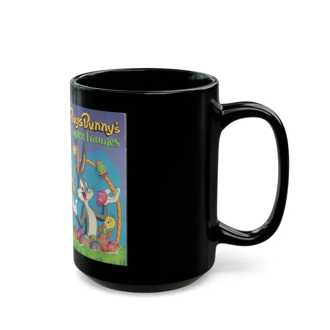 BUGS BUNNY EASTER FUNNIES (VHS COVER) - Black Coffee Mug - Go Mug Yourself