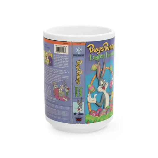 BUGS BUNNY EASTER FUNNIES (VHS COVER) - White Coffee Mug 15oz - Go Mug Yourself
