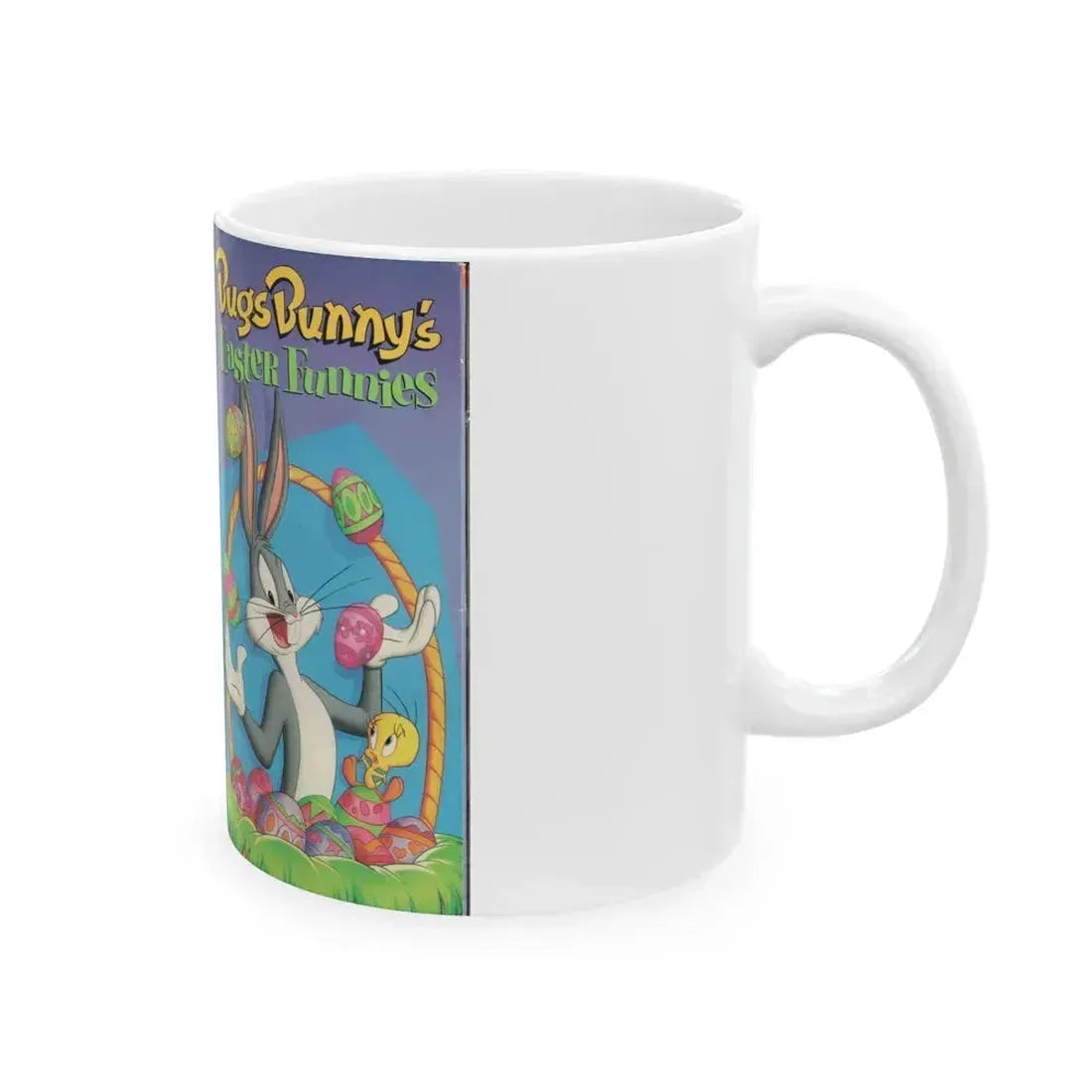 BUGS BUNNY EASTER FUNNIES (VHS COVER) - White Coffee Mug - Go Mug Yourself