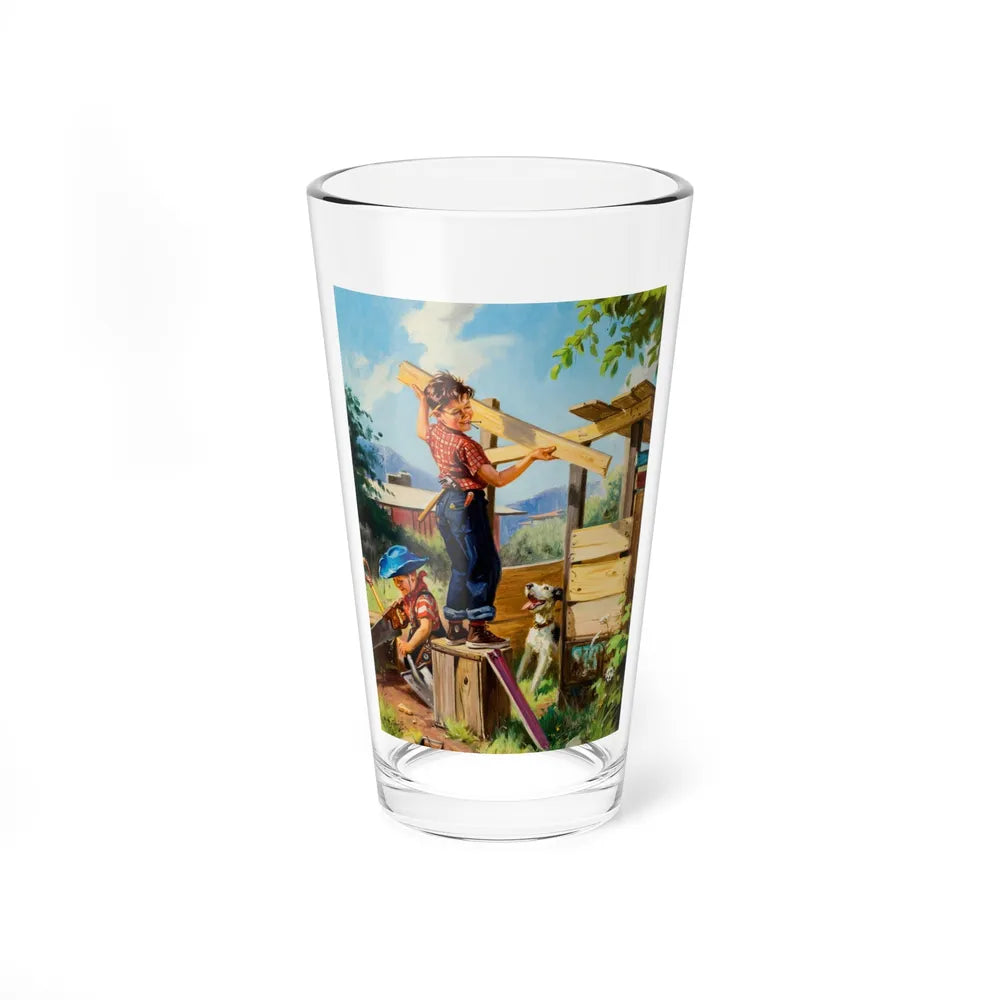 Building a Fort (Magazine Illustration) Pint Glass 16oz-16oz-Go Mug Yourself