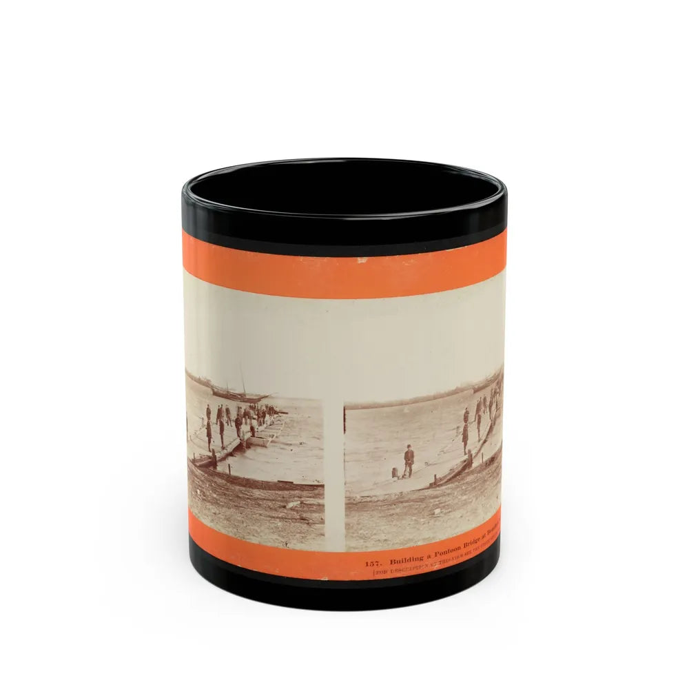 Building A Pontoon Bridge At Beaufort, S.C. 001 (U.S. Civil War) Black Coffee Mug-11oz-Go Mug Yourself