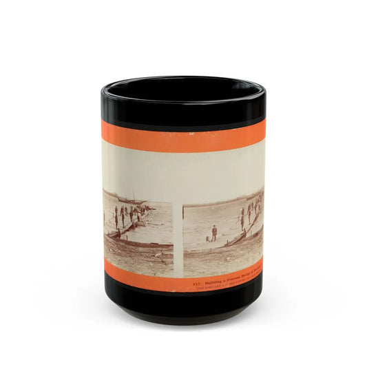 Building A Pontoon Bridge At Beaufort, S.C. 001 (U.S. Civil War) Black Coffee Mug-15oz-Go Mug Yourself