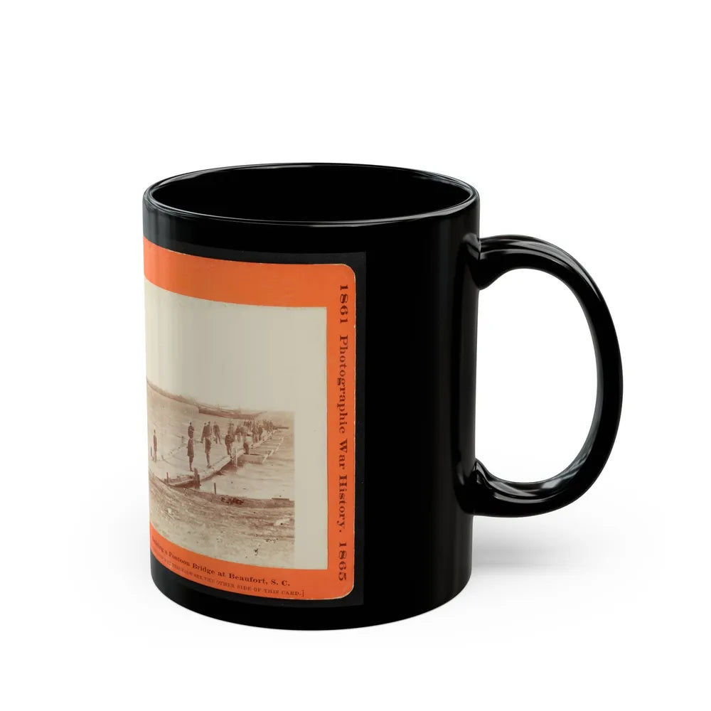 Building A Pontoon Bridge At Beaufort, S.C. 001 (U.S. Civil War) Black Coffee Mug-Go Mug Yourself