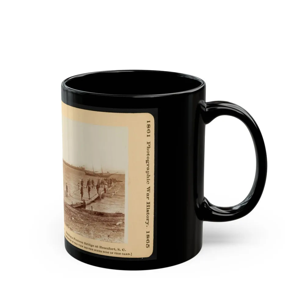 Building A Pontoon Bridge At Beaufort, S.C. (U.S. Civil War) Black Coffee Mug-Go Mug Yourself