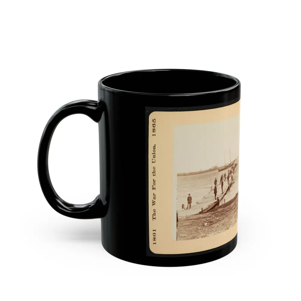 Building A Pontoon Bridge At Beaufort, S.C. (U.S. Civil War) Black Coffee Mug-Go Mug Yourself