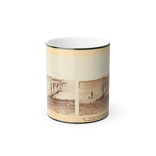 Building a Pontoon Bridge at Beaufort, S.C. (U.S. Civil War) Color Changing Coffee Mug 11oz Default Title 11oz - Go Mug Yourself