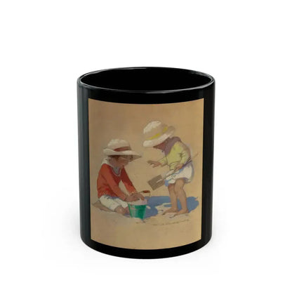 Building a Sand Castle, Good Housekeeping magazine cover, July 4, 1924 - Black Coffee Mug 11oz - Go Mug Yourself