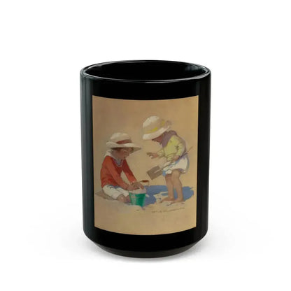 Building a Sand Castle, Good Housekeeping magazine cover, July 4, 1924 - Black Coffee Mug 15oz - Go Mug Yourself
