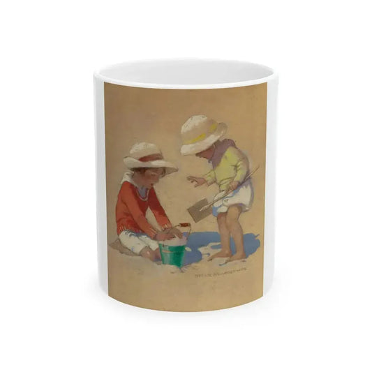 Building a Sand Castle, Good Housekeeping magazine cover, July 4, 1924 - White Coffee Mug 11oz - Go Mug Yourself
