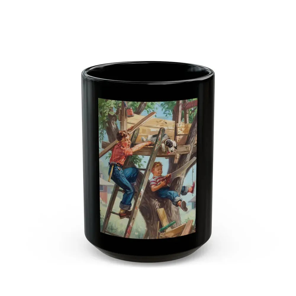 Building a Treehouse - Black Coffee Mug 15oz - Go Mug Yourself