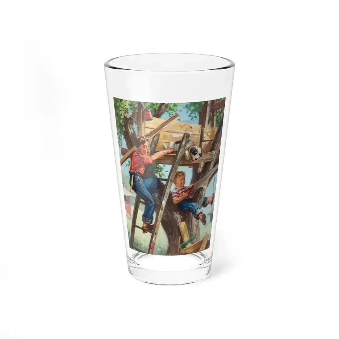 Building a Treehouse (Magazine Illustration) Pint Glass 16oz - Go Mug Yourself