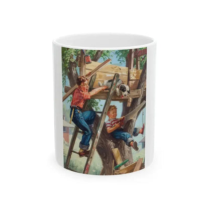 Building a Treehouse - White Coffee Mug 11oz - Go Mug Yourself