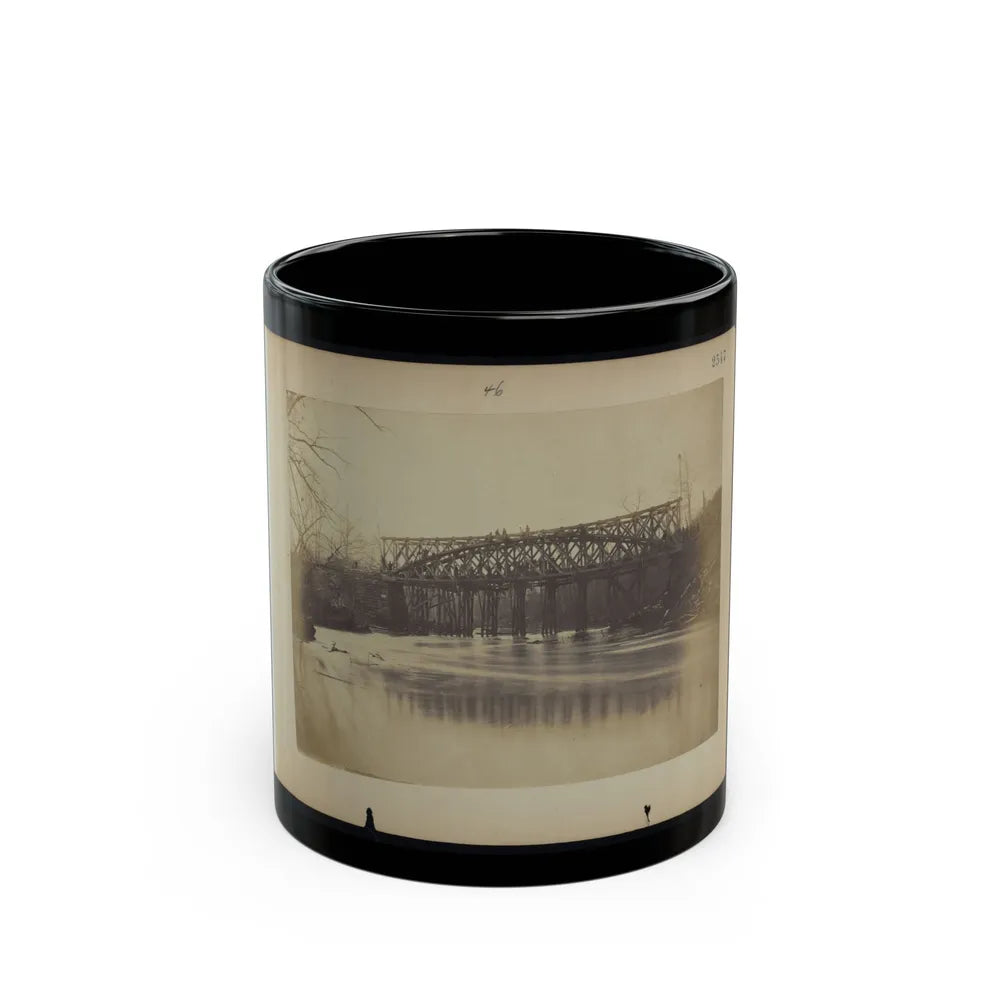 Building Military Railroad Truss Bridge Across Bull Run, April, 1863 (U.S. Civil War) Black Coffee Mug-11oz-Go Mug Yourself