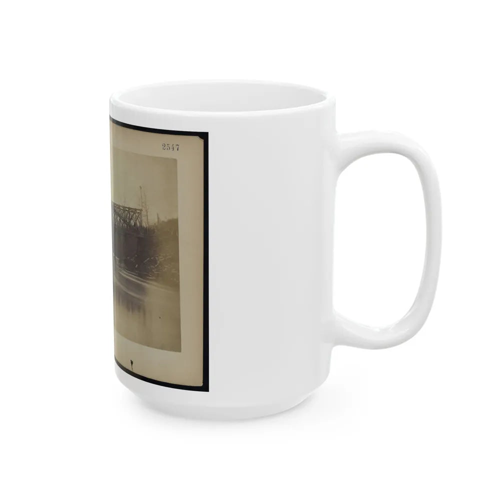 Building Military Railroad Truss Bridge Across Bull Run, April, 1863 (U.S. Civil War) White Coffee Mug-Go Mug Yourself