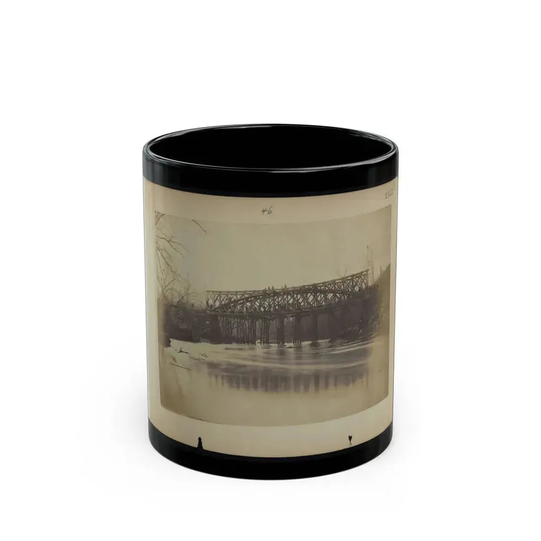 Building Military Railroad Truss Bridge Across Bull Run, April, 1863 (U.S. Civil War) Black Coffee Mug 11oz - Go Mug Yourself