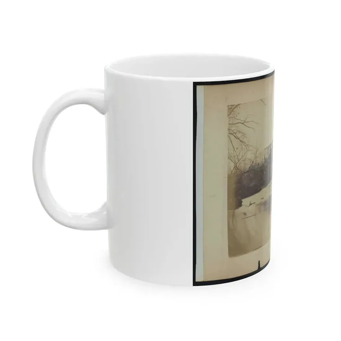 Building Military Railroad Truss Bridge Across Bull Run, April, 1863 (U.S. Civil War) White Coffee Mug - Go Mug Yourself