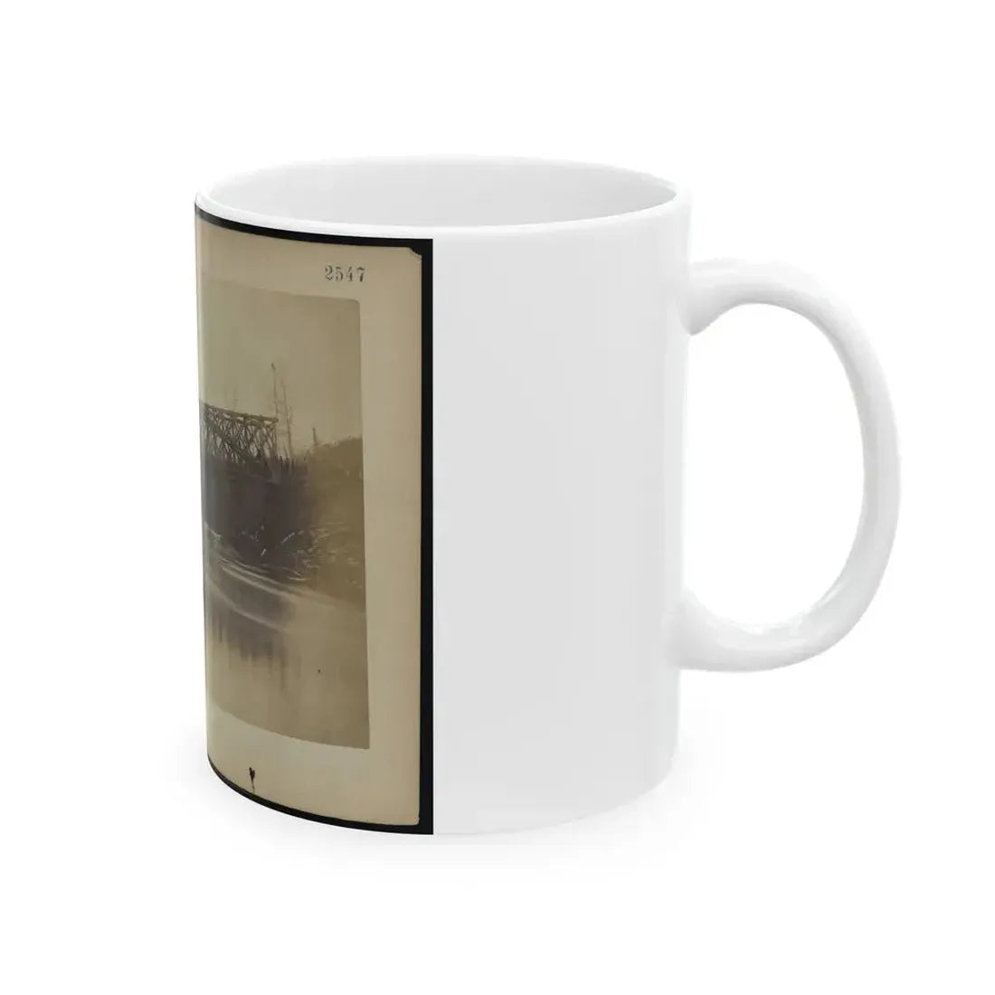 Building Military Railroad Truss Bridge Across Bull Run, April, 1863 (U.S. Civil War) White Coffee Mug - Go Mug Yourself