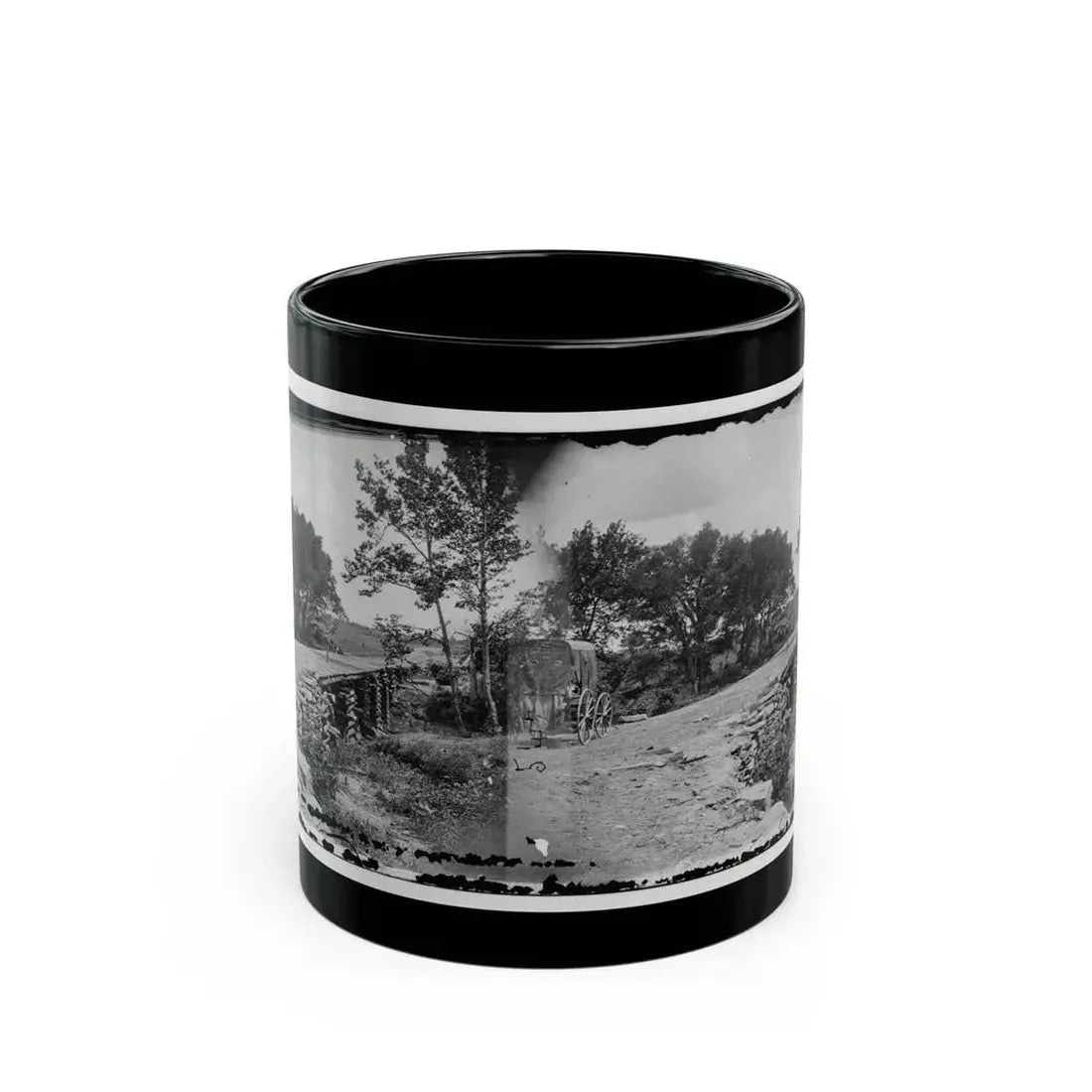 Bull Run, Va. New Bridge Built By Mcdowell's Engineers; Photographer's Wagon At Left (U.S. Civil War) Black Coffee Mug 11oz - Go Mug Yourself
