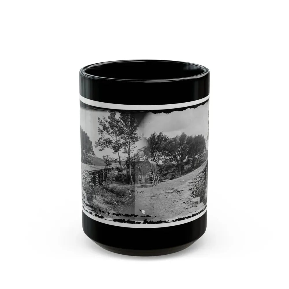 Bull Run, Va. New Bridge Built By Mcdowell's Engineers; Photographer's Wagon At Left (U.S. Civil War) Black Coffee Mug 15oz - Go Mug Yourself