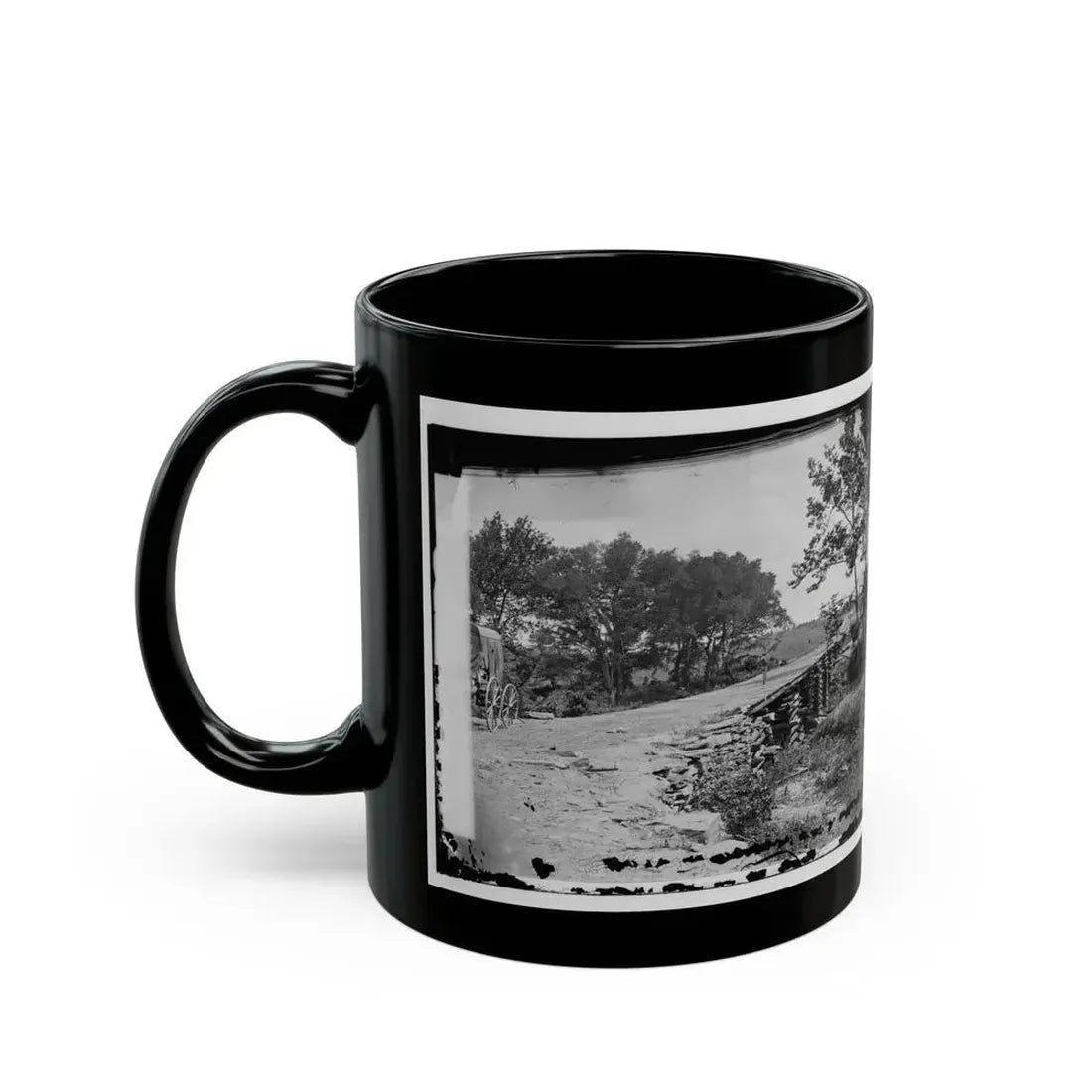 Bull Run, Va. New Bridge Built By Mcdowell's Engineers; Photographer's Wagon At Left (U.S. Civil War) Black Coffee Mug - Go Mug Yourself