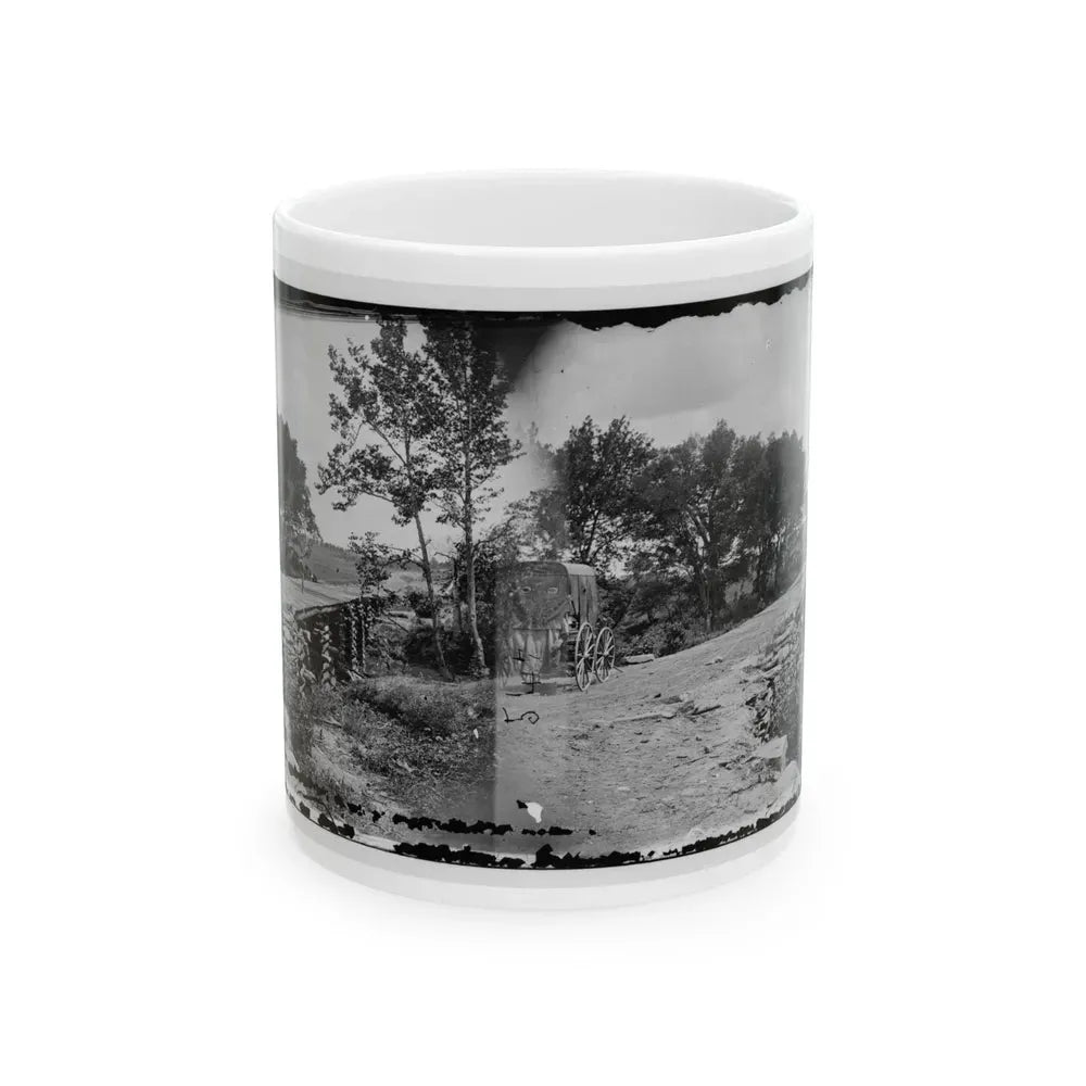 Bull Run, Va. New Bridge Built By Mcdowell's Engineers; Photographer's Wagon At Left (U.S. Civil War) White Coffee Mug 11oz - Go Mug Yourself