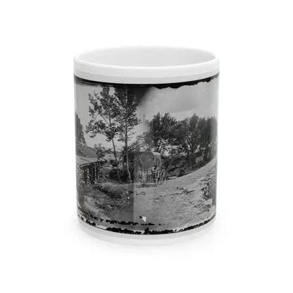 Bull Run, Va. New Bridge Built By Mcdowell's Engineers; Photographer's Wagon At Left (U.S. Civil War) White Coffee Mug 11oz - Go Mug Yourself