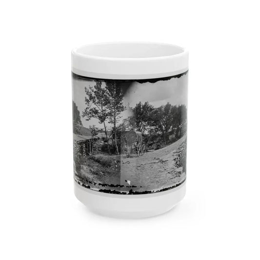 Bull Run, Va. New Bridge Built By Mcdowell's Engineers; Photographer's Wagon At Left (U.S. Civil War) White Coffee Mug 15oz - Go Mug Yourself