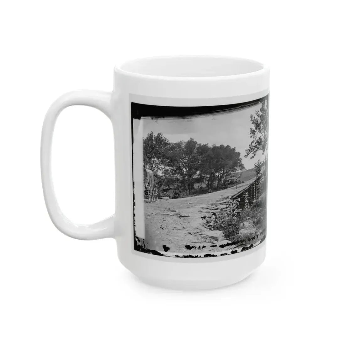 Bull Run, Va. New Bridge Built By Mcdowell's Engineers; Photographer's Wagon At Left (U.S. Civil War) White Coffee Mug - Go Mug Yourself