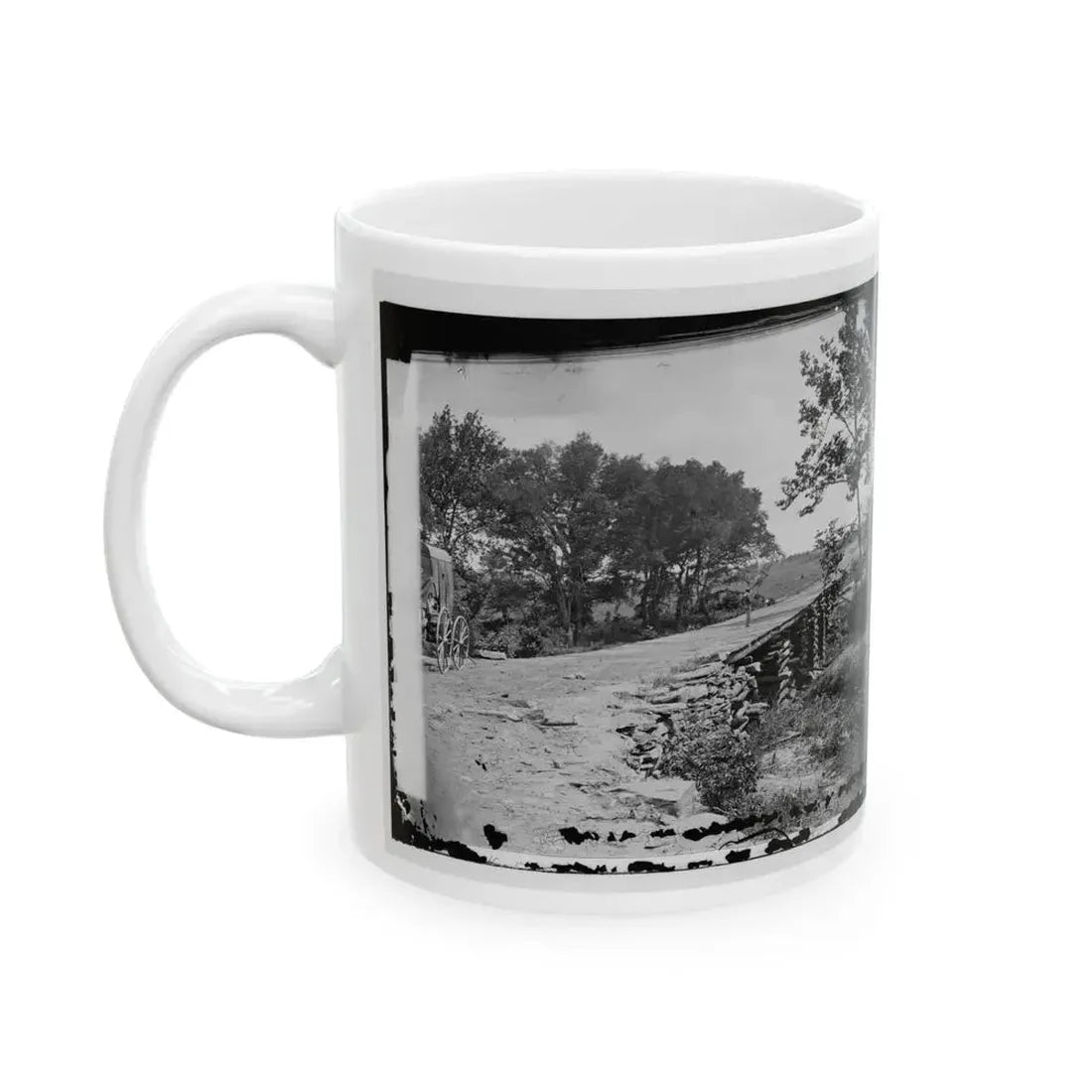Bull Run, Va. New Bridge Built By Mcdowell's Engineers; Photographer's Wagon At Left (U.S. Civil War) White Coffee Mug - Go Mug Yourself