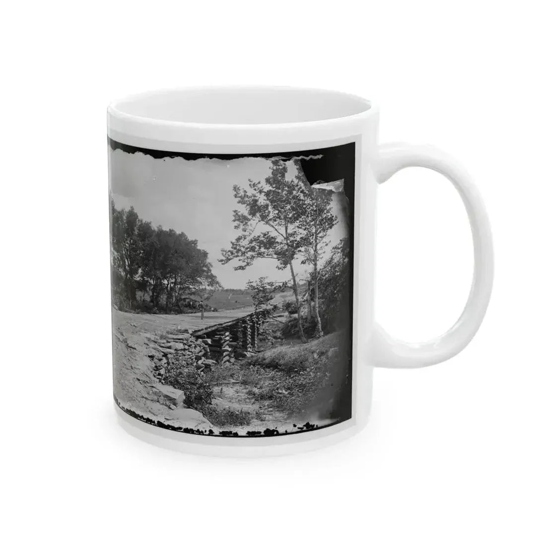 Bull Run, Va. New Bridge Built By Mcdowell's Engineers; Photographer's Wagon At Left (U.S. Civil War) White Coffee Mug - Go Mug Yourself