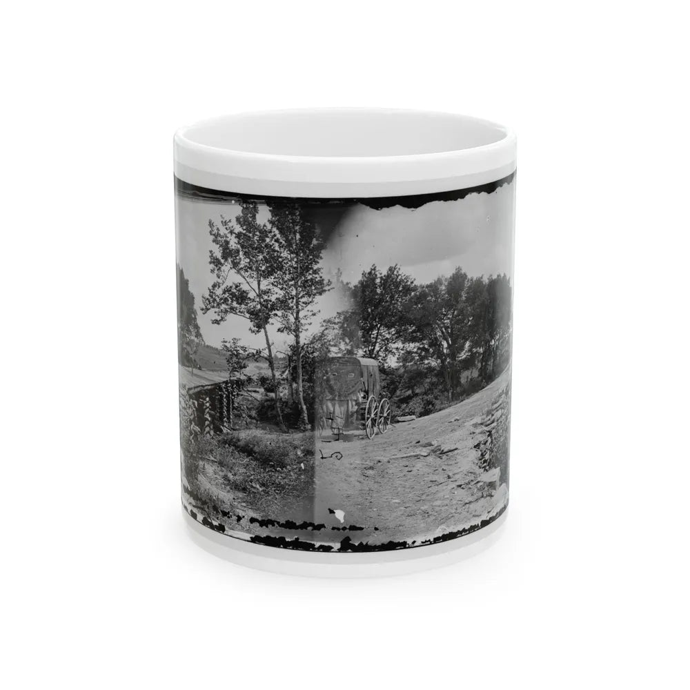 Bull Run, Va. New Bridge Built By Mcdowell's Engineers; Photographer's Wagon At Left (U.S. Civil War) White Coffee Mug-11oz-Go Mug Yourself