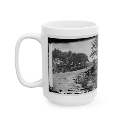 Bull Run, Va. New Bridge Built By Mcdowell's Engineers; Photographer's Wagon At Left (U.S. Civil War) White Coffee Mug-Go Mug Yourself