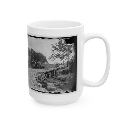 Bull Run, Va. New Bridge Built By Mcdowell's Engineers; Photographer's Wagon At Left (U.S. Civil War) White Coffee Mug-Go Mug Yourself