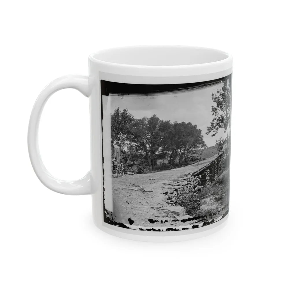 Bull Run, Va. New Bridge Built By Mcdowell's Engineers; Photographer's Wagon At Left (U.S. Civil War) White Coffee Mug-Go Mug Yourself