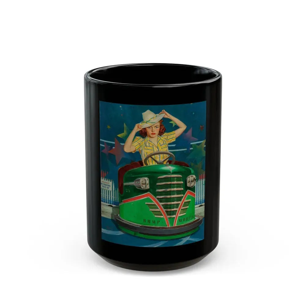 Bump Mobile, The Saturday Evening Post cover, June 22, 1940 - Black Coffee Mug 15oz - Go Mug Yourself