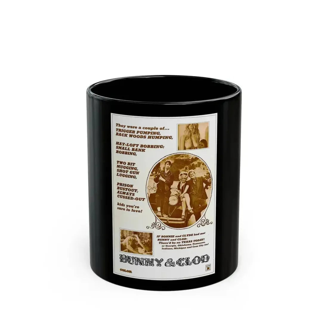BUNNY AND CLOD 1970 Movie Poster - Black Coffee Mug 11oz - Go Mug Yourself