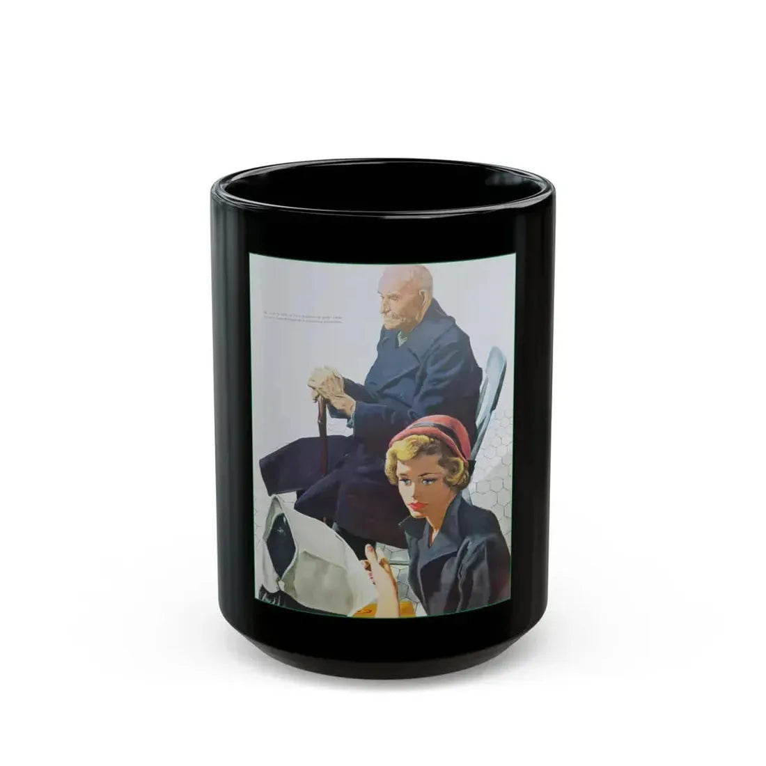 Burden On The Family by Pat Frank, 1950 - Black Coffee Mug 15oz - Go Mug Yourself